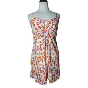 Aerie Women's XL Dress Floral Adjustable Spaghetti Straps Smocked Back Tie Front